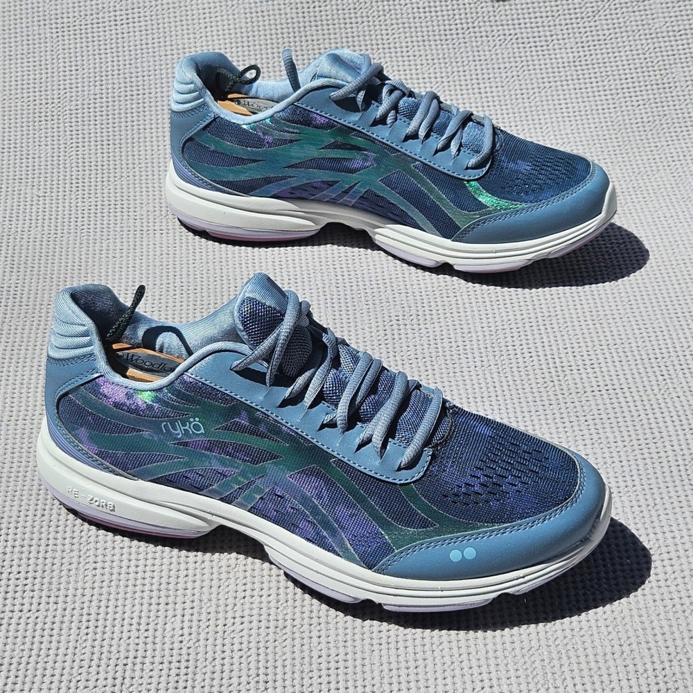 Ryka Devotion Plus 3 Womens Walking Shoes Blue Iridescent Sneakers Size 10M